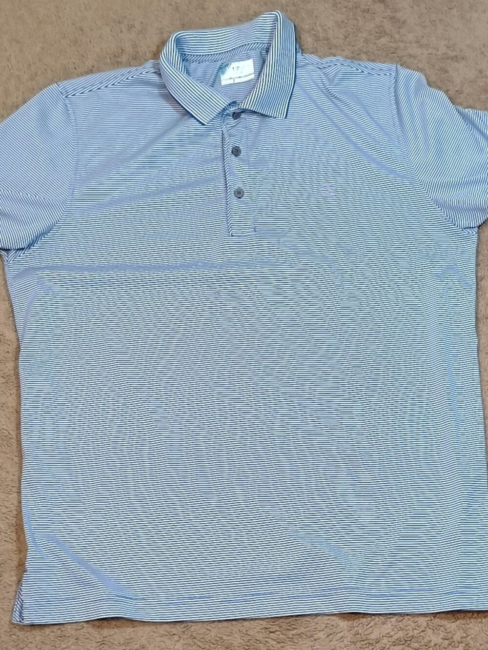 Izod/Polo/Mens Large/Blue White Stripe/Golf Preppy Coastal Athleisure Casual Shi